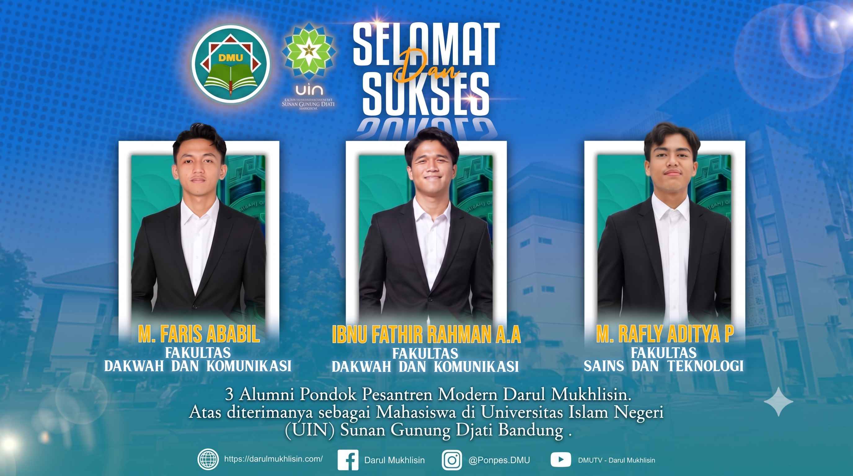 Tiga Alumni Pondok Modern Darul Mukhlisin Diterima di UIN Sunan Gunung Djati Bandung